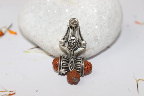 Sansthha - Om Trishul Damru Rudraksha With Silver Locket