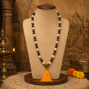 Magnetic Tiger Eye Mala with White Moti