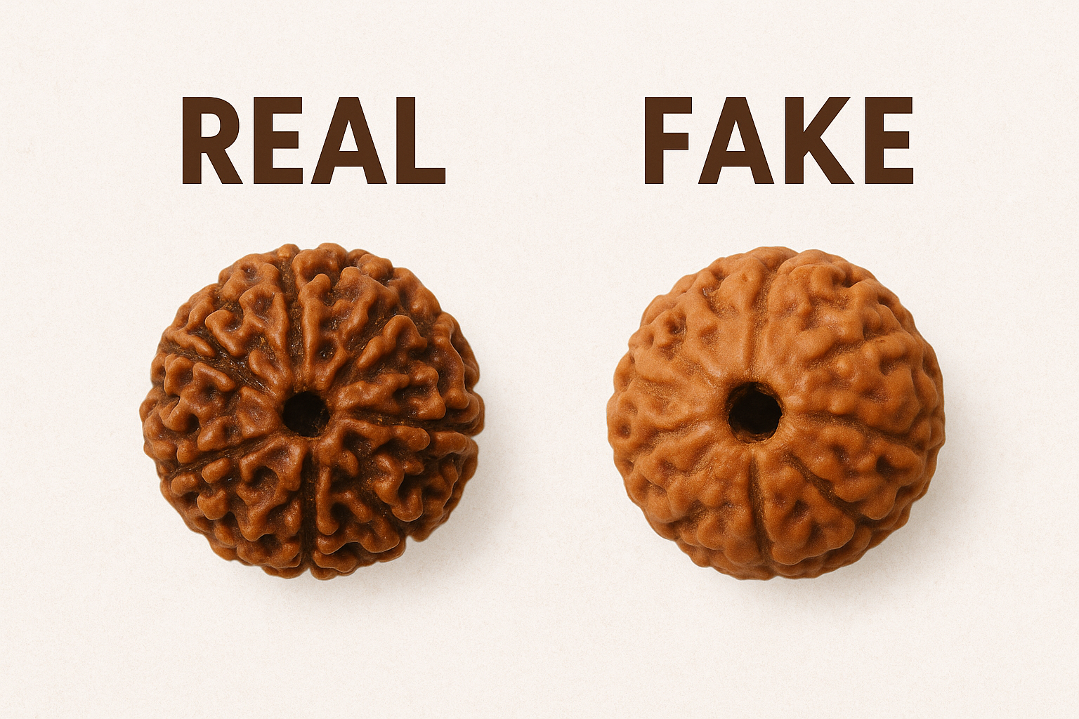 Real and fake rudraksha