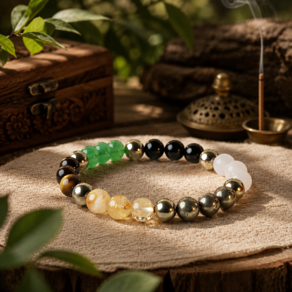 Dhan Lakshmi Bracelet is a sacred prosperity bracelet inspired by Goddess Lakshmi, the divine symbol of wealth, abundance, and success. It is believed to attract positive energy, financial growth, business opportunities, career advancement, and overall prosperity. Energized through traditional Lakshmi rituals and mantras, this bracelet serves as a powerful reminder of abundance, gratitude, and success while adding elegance to your daily spiritual practice. Ideal for both men and women seeking prosperity, positivity, and divine blessings.