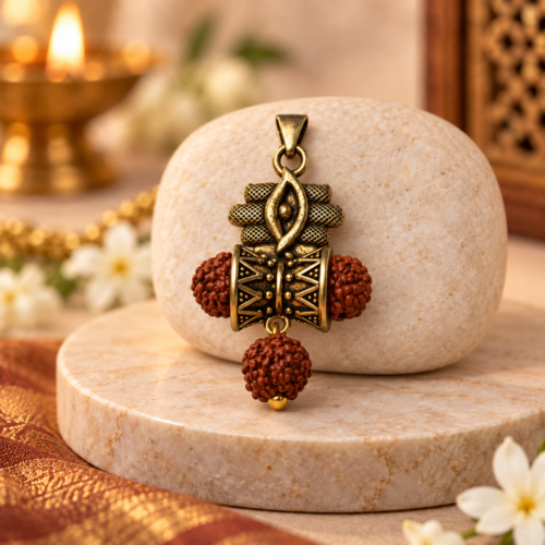 Sansthha - Mahadev Third Eye Damru Rudraksha Locket Pendant Sansthha - Mahadev Third Eye Damru Rudraksha Locket Pendant