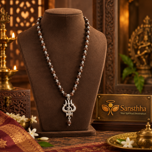 The OM Shiva Trishool Karungali Mala is a powerful spiritual rosary made from natural Karungali (Black Ebony) wood, combined with sacred OM, Shiva, and Trishool symbols. It provides protection from negativity, enhances meditation, and attracts the divine blessings of Lord Shiva. The OM Shiva Trishool Karungali Mala is a powerful spiritual rosary made from natural Karungali (Black Ebony) wood, combined with sacred OM, Shiva, and Trishool symbols. It provides protection from negativity, enhances meditation, and attracts the divine blessings of Lord Shiva.